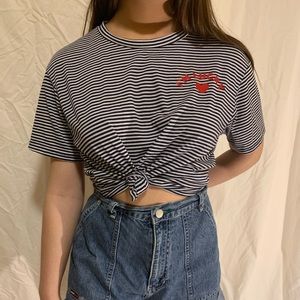 Striped cropped loose t-shirt